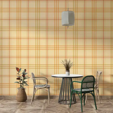 Classic Cream Plaid Pattern Wallpaper