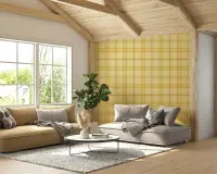 Golden Yellow Plaid Pattern Wallpaper