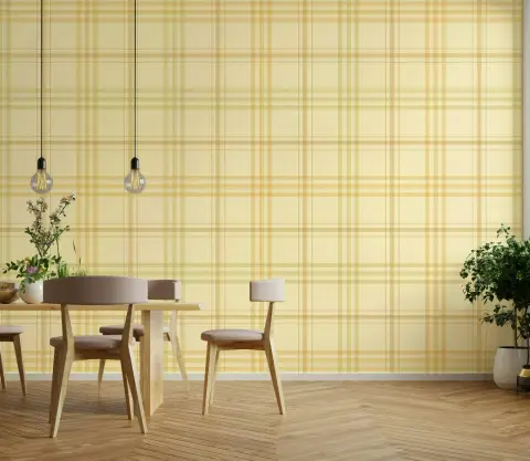 Muted Beige Plaid Check Wallpaper