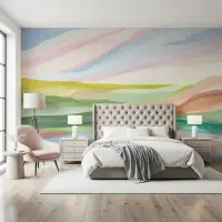 Serene Watercolor Hills Landscape Wall Mural