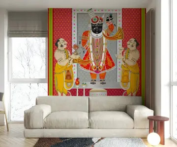 Vibrant Shrinathji Pichwai Devotional Wall Mural