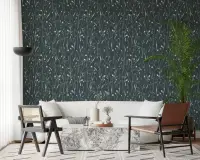 Deep Green Wildflower Sketch Wallpaper