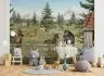 Playful Horses in Mountain Meadow Kids Wall Mural 2