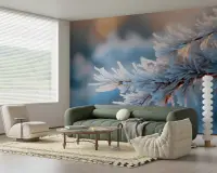 Frosted Pine Needles Winter Wall Mural