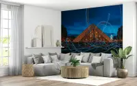 Paris Louvre Pyramid Light Trails Wall Mural