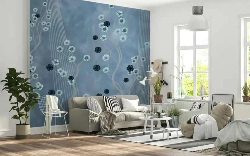 Indigo Bloom Trail Wall Mural