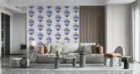 Indigo Abstract Eye Pattern Wallpaper