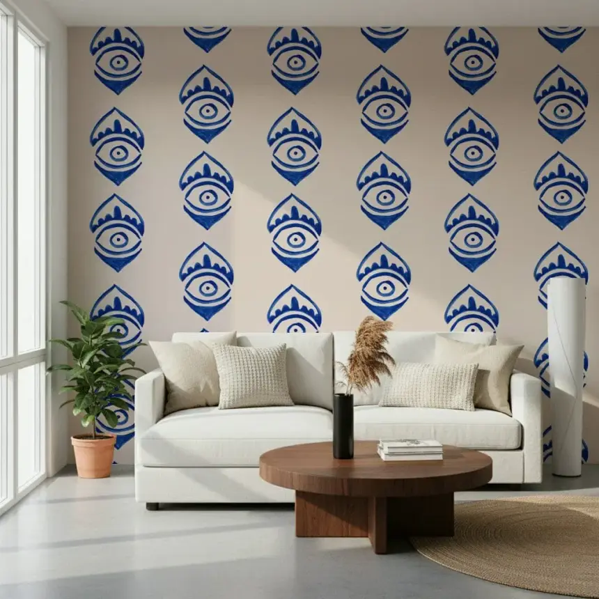 Indigo Eye Motif Wallpaper -2963149