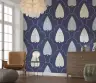 Indigo Stylized Leaf Pattern Wallpaper for Bedrooms 4