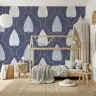 Indigo Stylized Leaf Pattern Wallpaper for Bedrooms 5