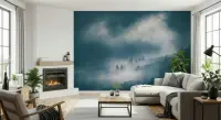 Misty Indigo Forest Scenic Wall Mural
