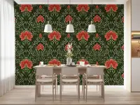 Vintage Red Floral Damask Pattern Wallpaper