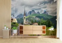 Scenic Alpine Village and Mountain Wall Mural