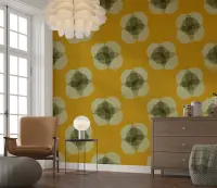 Modern Mustard Geometric Circles Wallpaper
