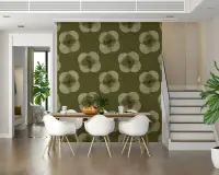 Olive Green Interlocking Circles Geometric Wallpaper