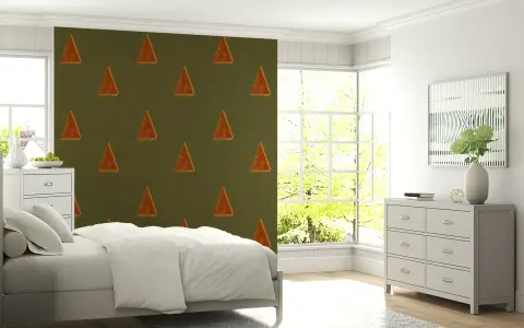 Earthy Terracotta Triangle Geometric Kids Wallpaper