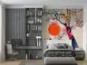 Vibrant Abstract Tree and Bird Wall Mural with Sunrise 5