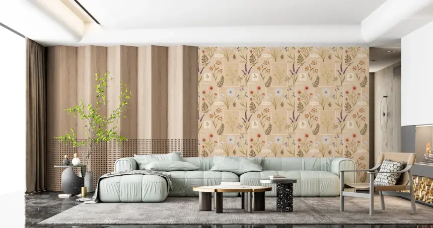Jardin Des Fleurs Collage Vintage Wallpaper