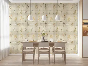 Jardin des Fleurs Botanical Gingham Wallpaper