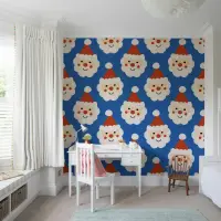 Jolly Santa Claus Faces Kids' Room Wallpaper