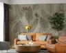 Muted Tropical Leaves and Butterfly Wall Mural 2