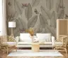 Muted Tropical Leaves and Butterfly Wall Mural 3