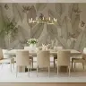 Muted Tropical Leaves and Butterfly Wall Mural 1