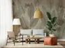 Muted Tropical Leaves and Butterfly Wall Mural 5