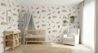 Playful Safari Animals Pattern Kids Wallpaper