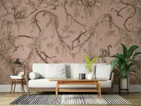 Vintage Sepia Monkey Jungle Tropical Wall Mural