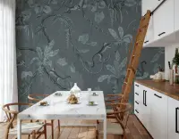 Charcoal Tropical Jungle Monkey Wall Mural