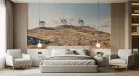 Spanish Windmills Hillside Scenic Wall Mural