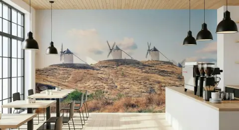 Spanish Windmills Hillside Scenic Wall Mural