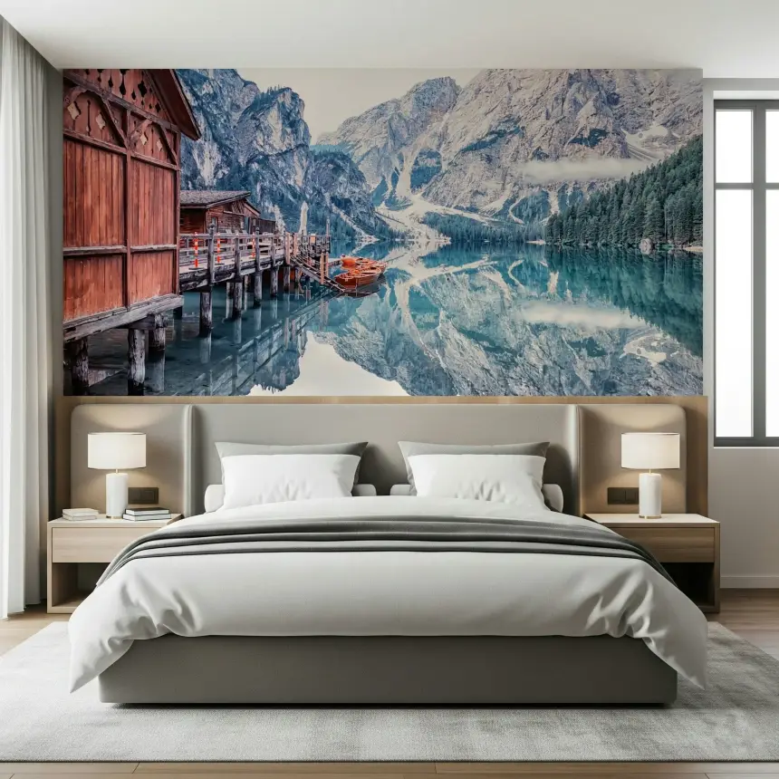 Lago Di Braies Reflection Wall Mural