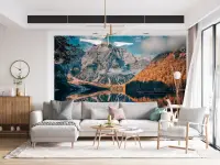 Autumn Mountain Lake Reflection Wall Mural