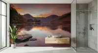 Dramatic Mountain Lake Sunset Wall Mural