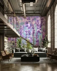 Serene Lavender Field Blossom Wall Mural