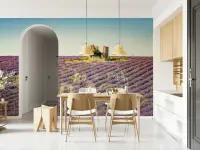 Purple Haze Lavender Field and Ancient Ruins Wallpaper
