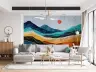 Vibrant Abstract Layered Mountainscape Wall Mural 2
