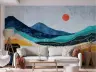 Vibrant Abstract Layered Mountainscape Wall Mural 3
