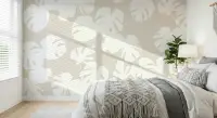 Subtle Monstera Leaf Pattern Wall Mural