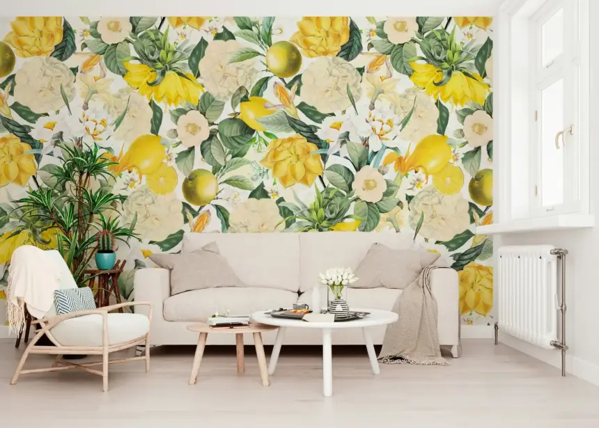 Lemon Bloom Garden Wall Mural