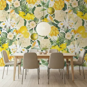Vibrant Lemon Blossom Botanical Wall Mural