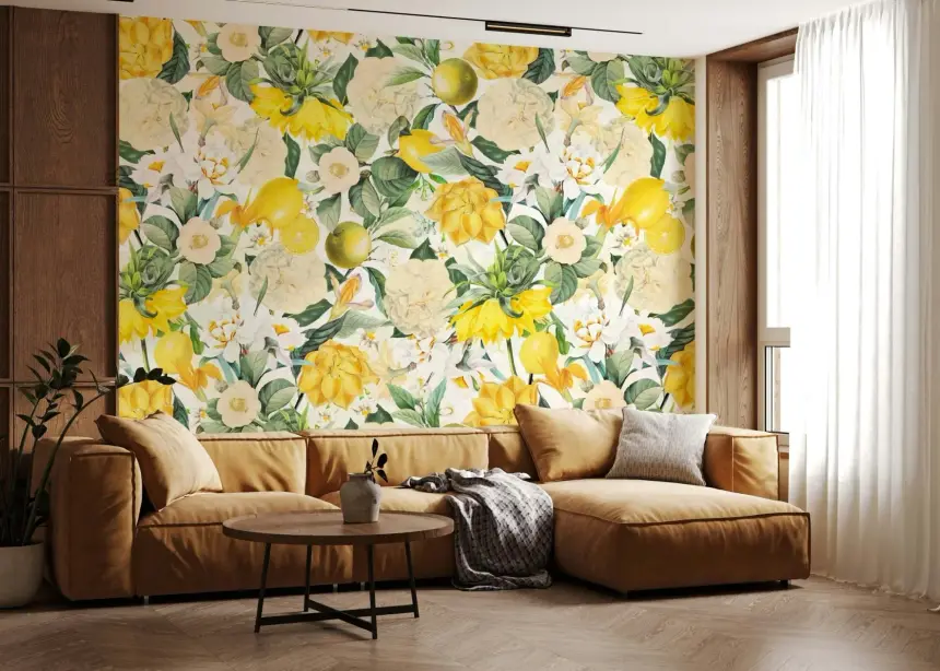 Lemon Bloom Garden Wall Mural