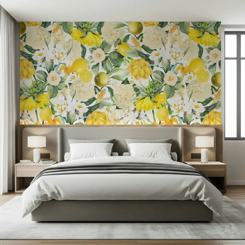 Lemon Bloom Garden Wall Mural