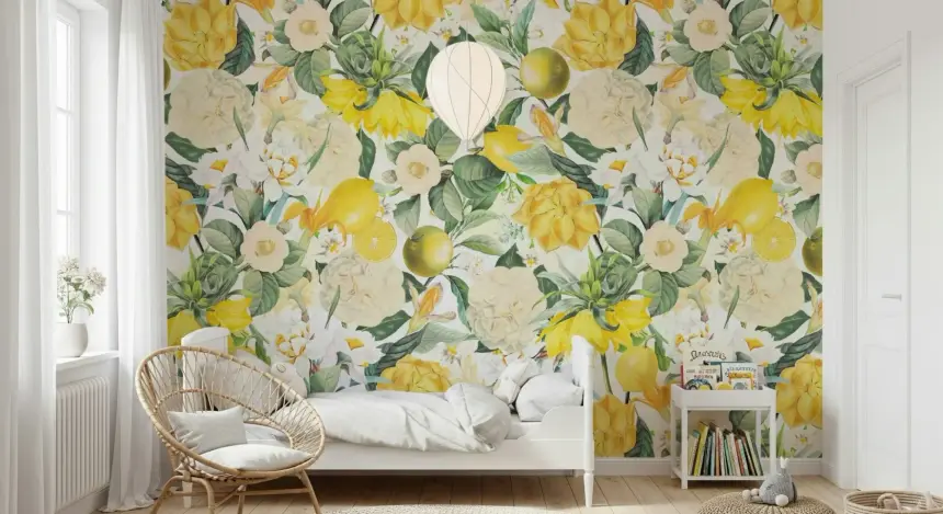 Lemon Bloom Garden Wall Mural