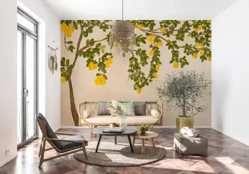 Hand-Painted Lemon Tree Botanical Wall Mural