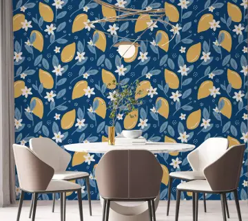 Lemon Blossom Pattern Wall Mural