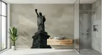 Iconic Statue of Liberty Monochrome Wall Mural
