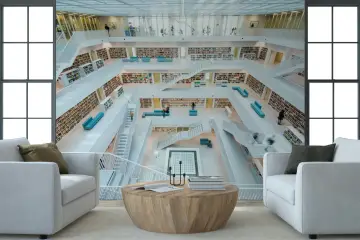 Modern Library Interior Architectural Wall Mural